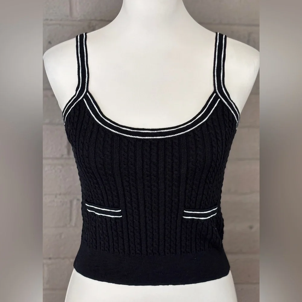 J.Crew black cable knit sleeveless crop top S